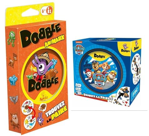 DOBBLE Zygomatic - Lot 1 Animaux + 1 Pat Patrouille - Jeu de Cartes d'Observation et Rapidité - Jeu Familial pour Adultes et Enfants dès 6 Ans - 2 à 8 Joueurs - 15 Min - Version Française