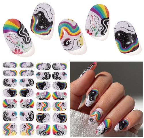 Uñas Gel Semicurado | 28 Uds Uñas de Gel Pegatinas, Adhesivos Pegatinas de Gel para Uñas, Pegatinas de Uñas de Gel para Mujeres Funciona con Cualquier Lámpara UV (Colores del arco iris)