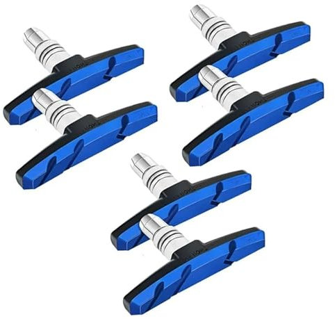 6 Stück Fahrrad Bremsen Set für Shimano | 3 Paar Bremsschuhe BLAU für das Fahrrad | V-Bremse 70mm V-Brake symmetrisch | Bremsbeläge | Bremsgummis | Bremsschuhsatz | V-Bremsklötze | MTB Bremsbacken