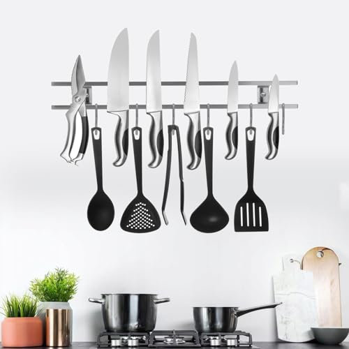 Magnetic Knife Holder, 16 Inch Stainless Steel Knife Magnetic Strip, Knife Bar Block Magnet, Strong and Safe Magnetic Knife Strip, Magnetic Knife Holder for Wall Suitable for Holding Knives and Tools