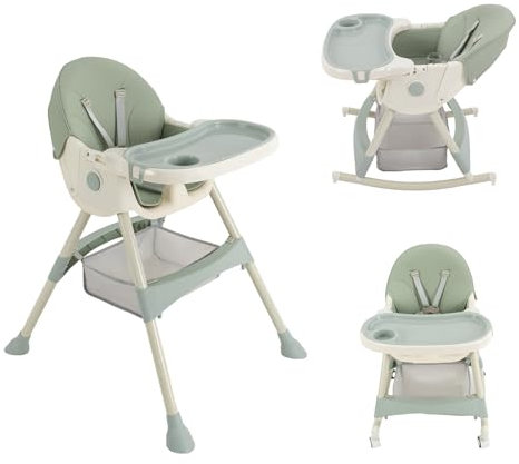 Donened - 3 in1 Kinderhochstuhl mit Tisch und Rollen, Kombihochstuhl, Mitwachsend Esszimmerstuhl, für 6 Monate bis 3 Jahre alt (Mintgrün)