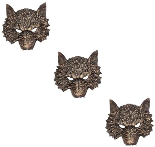 ifundom 3 Pièces Masque De Loup D'halloween Mascarade D'animaux Masques Demi-e De Loup es D'halloween Mascarade e Horrible Animal Horreur e 3d Pu