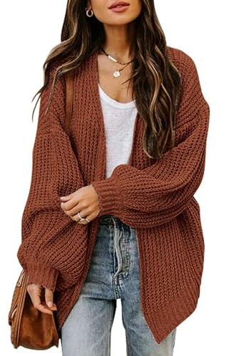 Jhsnjnr Damen Grobstrick Cardigan Oversize Open Front Gestrickt Sweater Casual Locker Langarm Warme Dicke Strickjacke