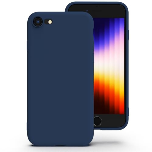 Zuvirelx Silikon Handyhülle für iPhone SE 2nd 3rd 2020/2022, iPhone 8/7 Hülle, Weiches Griff, Dünne, Minimalistisch, Stoßfest, rutschfest, Taschenpassend - Dunkelblau