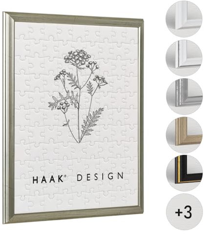 Haak Puzzlerahmen Kailey Silber Antik 60 X 80 cm (ca. 1500 Teile) ANTIREFLEX/Entspiegelt Barockrahmen Bilderrahmen Rahmen für Puzzle