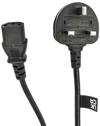 1.8m Black Kettle Lead 3-Pin Power Plug Replacement for Dell, HP, PC, Monitor