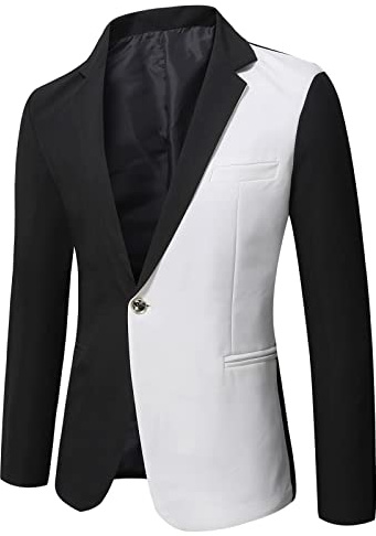Mens Color Block Blazers Slim Fit Lightweight Casual Suit Formal Business Wedding Jackets One Button Classic Chic Blazer Fashion Stylish Smart Coats Tuxedo Jacket For Business Wedding