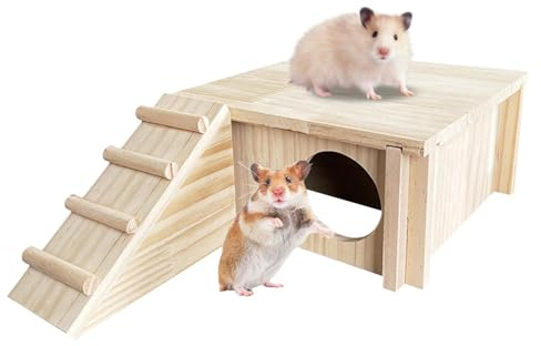 Deko 'Lebensraum der Tiere | Spielzeug mit Holzkäfig | Tierhaus aus Holz mit Kletterleiter für Zwerghamster, Rennmäuse