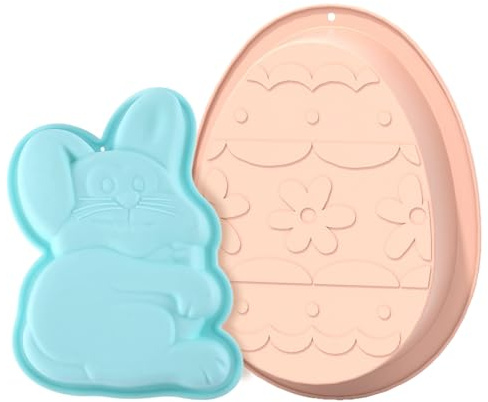 Molde para tarta de conejo de Pascua，Molde para Huevos de Pascua y Conejo de Pascua en Chocolate - Set de 2 Moldes Silicona para Creatividad en la Cocina