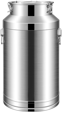 201 Lattiera in acciaio inox 5-100L Secchio per latte Secchio per vino Barile per olio Contenitore per tè Brocca con coperchio sigillato e fibbia di bloccaggio per lo stoccaggio di liquidi, 9L