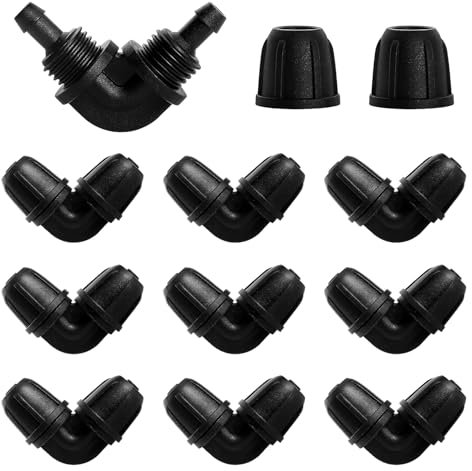 VooGenzek 10 Pièces 4/7 mm Raccords D'irrigation Goutte à Goutte, Adaptateur Coude D'Irrigation Goutte, Raccords D'irrigation Coudés, Connecteur de Tuyau D'irrigation, pour Jardin, Pelouse