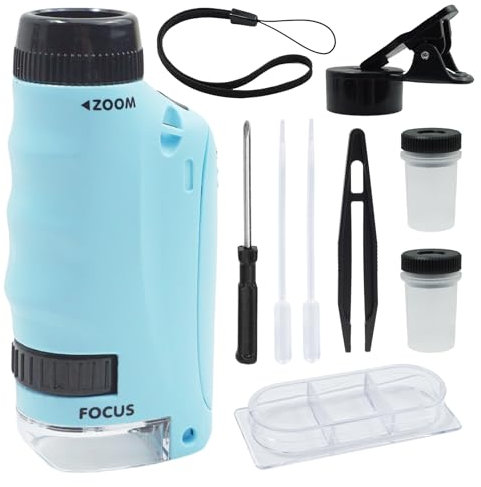 teasteam Pocket Microscope Kids (50-250x), Handheld Microscope with LED Lights for Preschool, Home Study - Science Gifts for Teenagers