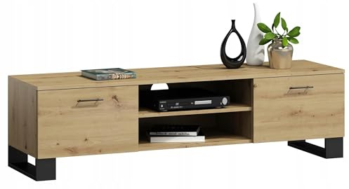 MATKAM TV-Schrank Klara, H46,6 x B150 x T40 cm, skandinavisch TV Unterteil, ideal für Wohnzimmer (Artisan Eiche)