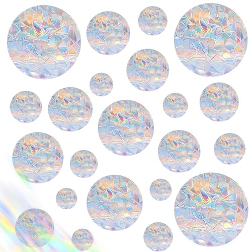 Suncatcher Sticker,26 Pezzi Adesivi Anti Collisione Vetri Uccelli Anticollisione Avviso Adesivi Paques Redondo Pegatinas Anticolisión Adsorbimento Elettrostatico per Finestre,Porte in Vetro