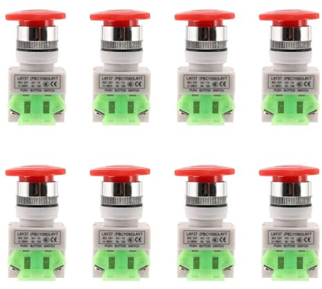 Remingtape 8 x röd hatt 1NO 1NC DPST nödav-tryckknappsbrytare AC 660 V 10 A