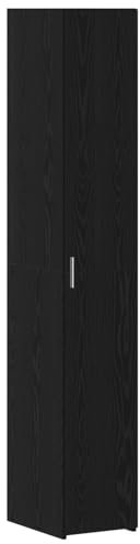 vidaXL Alacena Negra de Roble 30x42.5 x 185cm - Madera Ingenierizada, Armario de Almacenamiento Independiente, Estilo Moderno para Comedor | con Dos Puertas, Buffet Rústico, Espacioso y Elegante para