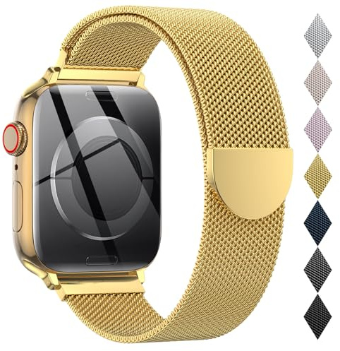 Original Milanese Loop Compatible with Apple Watch Straps 38mm 40mm 41mm 42mm 44mm 45mm 46mm 49mm Women & Men, Magnetic Clasp Adjustable Metal Bands for iWatch Series 11 10 9 8 7 6 5 4 2,Ultra 3,SE 3