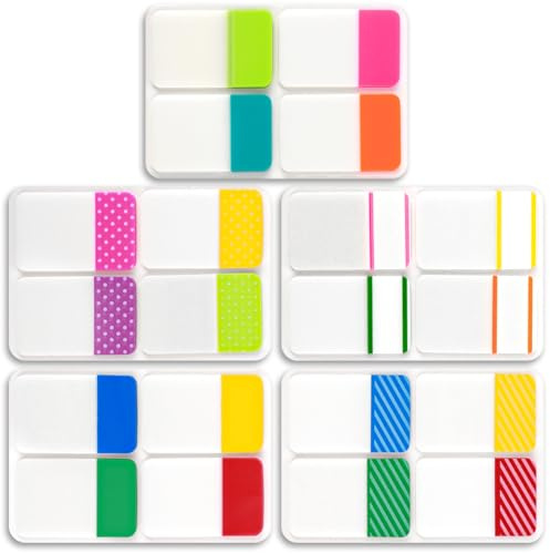 400 Pcs Sticky Index Tabs Colored Sticky Tabs Writable and Repositionable File Tab Self Adhesive Colored Page Markers Labels for Reading Notes Books Book Binders Papers Documents Classify Files