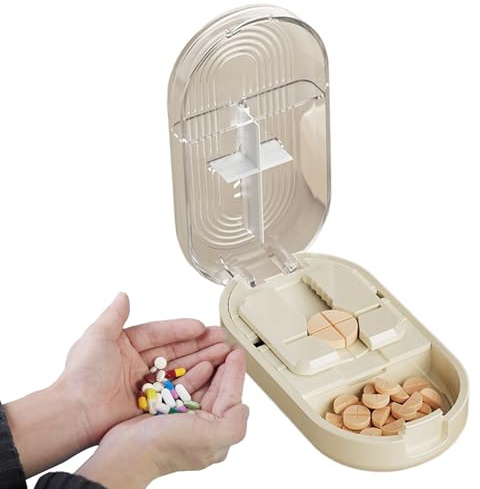 Tagliapastiglie Tagliapastiglie Compatto e Tascabile | Portatile Di Precisione Per Viaggi Con Per Pastiglie E Dispensatore