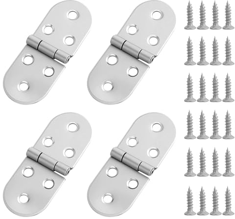 4Stk.Scharniere Klappbar Runde Klappscharnier Edelstahl Mini MöBelscharnier Aufschraubscharnier für Klapptisch, Schrank, Garderobe, Holzkiste, Möbel, Nähmaschinen(Silber)