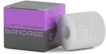 EAB Tape 5cm x 4.5m - Self Adhesive Bandage Tape for Injury Recovery, Compression & Ankle Support - Elastic, Sweat-Resistant, Breathable - for Joints, Wrists, Knees & More (White, 1 Roll)