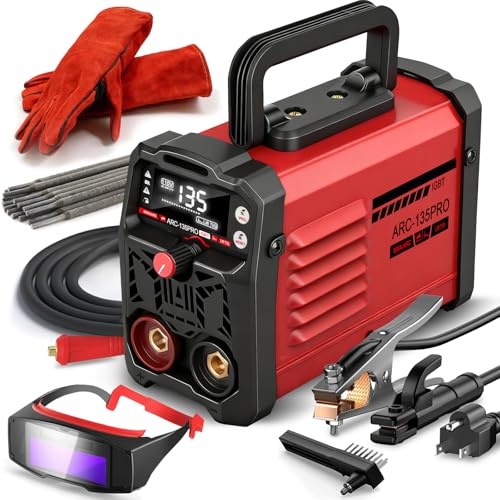 Ppizkk Stick Welder,Upgraded MMA-135PRO Welding Machine 110V,ARC/Lift TIG 2 In 1 Mini Welder Machine,Home DIY Arc Welder,Portable Welder with Hot Start,Arc force and Anti-Stick