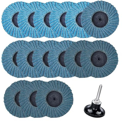 cddcwz 15 Stück 50 mm Schleifscheiben,fächerscheibe,mit 6.35mm Adapter | holz schleifscheibe,Mini Fächerscheiben für Bohrmaschine, Körnung 40/60/80,Schleifaufsatz für fächerschleifer