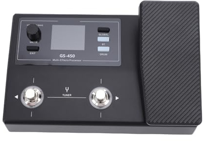 Asixxsix Pédale de Guitare Multi-effets, Processeur Multi-effets de Guitare à écran LCD avec 8 Modules Parallèles 100 Préréglages, Contrôle APP 2 Pédales BT Accordeur de Machine à