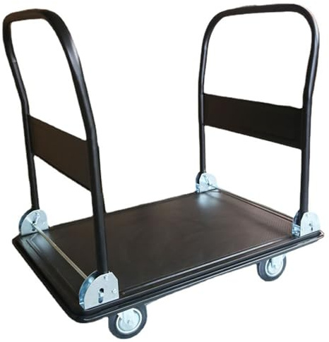 Carrello con piattaforma pieghevole resistente con 4 ruote girevoli e 2 ils – Capacità 330/299,4 kg carrello pianale per magazzini, garage e traslochi di generi alimentari, 72 x 47 x 84 cm