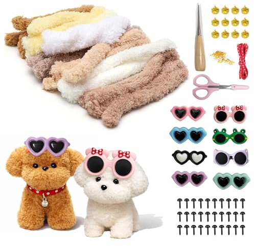 Rörrengöringsset för pyssel, piprensare, filt set för 8 hundar, djur tovning startset barn, pipe cleaner set för gör-det-själv hantverk och dekorationer, gåva för skolning, flickor pojkar