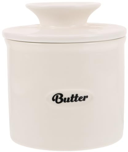 Angoily Burriera in Ceramica Bianca Coperchio Contenitore per Burro e Formaggio da Frigorifero Barattolo Riutilizzabile per Conservazione in Cucina Capacità Grande per Uso Quotidiano