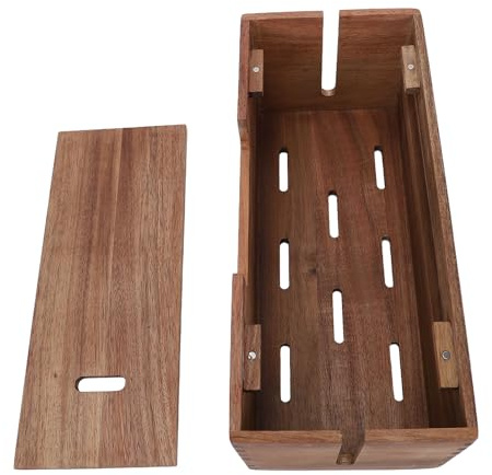 Yctze Scatola di Gestione Cavi in ​​Legno, Organizer Spegnicavo in Legno di Alta qualità, Organizer per Cavi Multipresa Dal Design Semplice, Ideale per Scrivania, Pavimento, TV, Ufficio e Casa