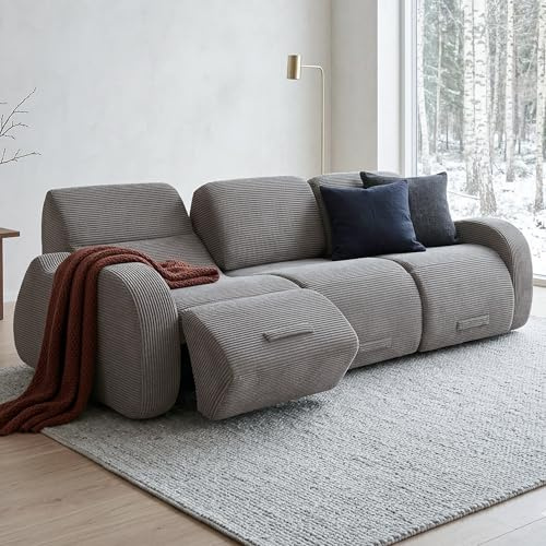 Villeston Couch mit Schlaffunktion, Grey | Cloud-Wohnzimmer-Schlafsofa aus Cord mit Memory-Schaum, Keine Montage Erforderlich, Haustier- und Kinderfreundlich