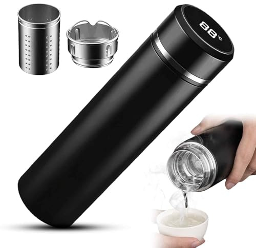 Thermosflasche 500 ml Edelstahl – Trinkflasche Vakuum Isolierbecher mit LED Temperaturanzeige, Auslaufsicher, BPA-frei, Thermoskanne Wasserflasche für Büro, Outdoor & Unterwegs