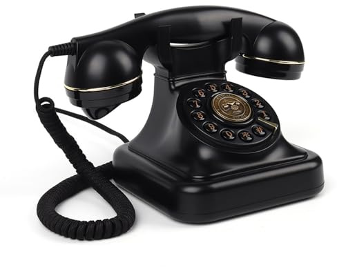 PUSOKEI Retro Bluetooth Cordless Phone, Wireless Rotary Landline Desk Phone with Handset & Speakerphone, USB Rechargeable, Hands Free Calling & Music Playback, for Home Office