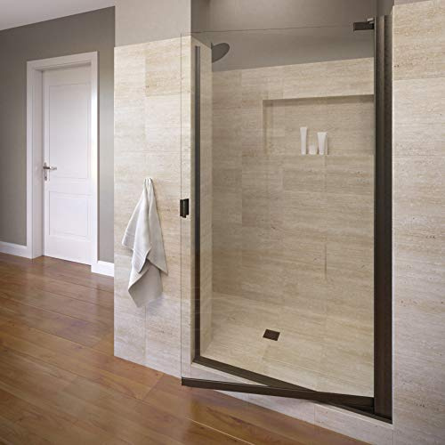 Basco Armon 31.75 to 33.25 in. width, Semi-Frameless Pivot Shower Door, Clear Glass, Oil Rubbed Bronze Finish