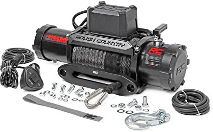 Rough Country Cabrestante eléctrico Serie Pro de 9 Libras | Cuerda sintética - PRO9500S