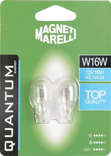 Quantum Energy Paire d'ampoules en verre Magneti Marelli W16W pour voiture, connexion 12V 16W, W2,1x9,5D