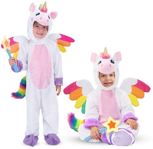 Spooktacular Creations Kinder Einhorn Kostüm Bademantel Nachtwäsche Schlafoveralls für Mädchen, Weihnachten Halloween (X-Small (3-4 yrs), Rosa)