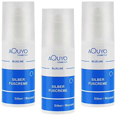 Blueline Silber Fusscreme für trockene, empfindliche und rissige Füße (3x 100ml) | Fußcreme mit Microsilber bei Juckreiz & Hornhaut | Fußpflege Creme zur Behandlung von Fußgeruch & Schweißfüße