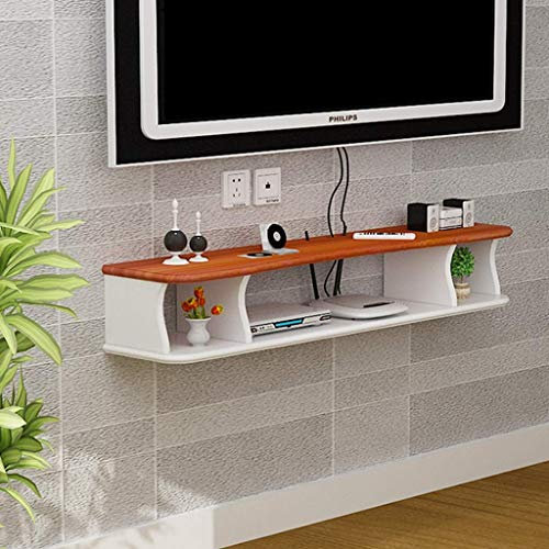 An der Wand montierte TV-Ständer-Medienkonsole für WLAN-Router TV-Box Set-Top-Box Lautsprecher-Streaming-Gerät Spielmaschine Schwimmendes Wandregal (Farbe: Weiß + Braun, Größe: 120