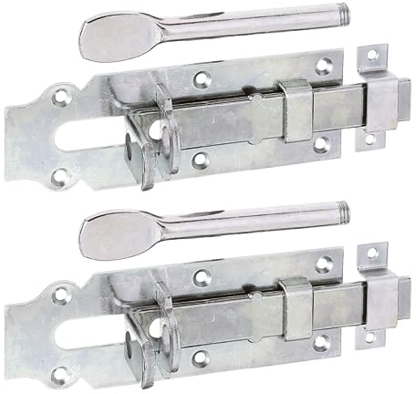 Alberts 117177 Stalltür-Schlossriegel | gerade, mit flachem Griff und befestigter Schlaufe | galvanisch verzinkt, dickschichtpassiviert | Platte 160 x 56 mm | 2er Set