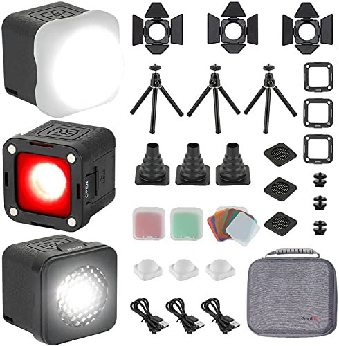 SMALLRIG Mini Cube Light Watreproof Light Kit LED Video Light (3 Pack), with 8 Color Filters, Small Photography Light 5600K CRI95 for DSLR Action Camera - 3469