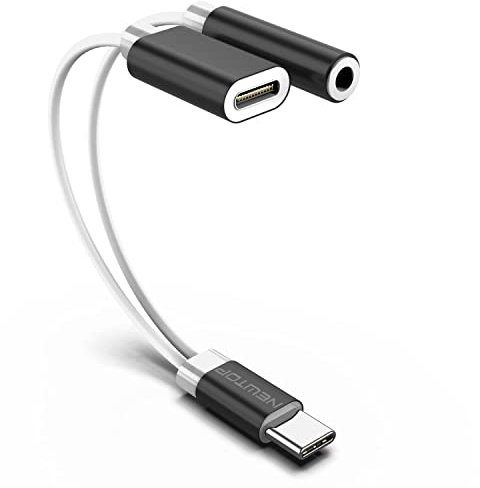 N NEWTOP Cavo Adattatore AD12 Type-C 2in1 Porta Jack 3.5mm Tipo C Dual Splitter Carica e Ascolto Musica audio OUT Cuffie Ricarica Solo Compatibile per Cellulari Huawei Smartphone