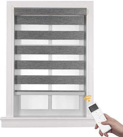 mbeunzi Electric Roller Blinds, Smart Privacy Screen Roller Blind Interior with Motor and Remote Control, Motorised Shutters with Alexa Compatible for Home Office (White Cream, 106.68 cm x 182.88 cm)