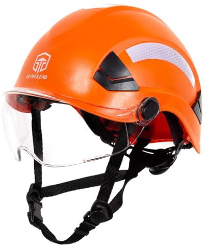 Casco Cantiere con Visiera e Ventilato, approvato da Ansi Z89.1 Elmetto Cantiere, Casco da costruzione in ABS, EN397 e EN12492, ideale per l'industria e l'edilizia