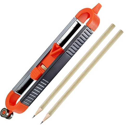 Contour Gauge Scribe Tool, Precise Profile Gauge Tool with Lock and 2 Pencils, Irregular Shape Duplicator, Woodworking Measure Ruler for DIY Handyman, Craftsman, Construction, Carpet, Tile Laying
