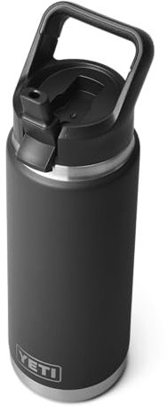 YETI Rambler Straw Bottle, Stainless Steel Vacuum Insulated Bottle with Straw Cap, Black, 26 oz (769 ml)