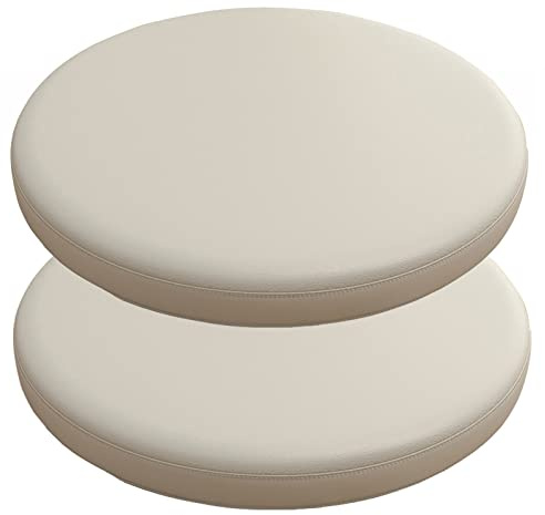 PIPOEI 2er Pack Sitzkissen Rund PU-Leder Wasserfest Sitzpolster Memory Schaum Stuhlkissen für Barstuhl Barhocker Sessel Stuhle Bank Kissen Sitzauflage Auflage C-9,30cm