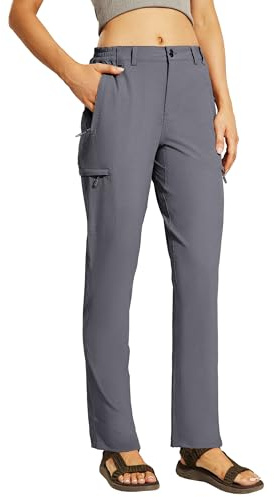 Haimont Women's Hiking Pants with Pockets Quick Dry Lightweight Travel Casual Pants Water Resistant, Grey, XL